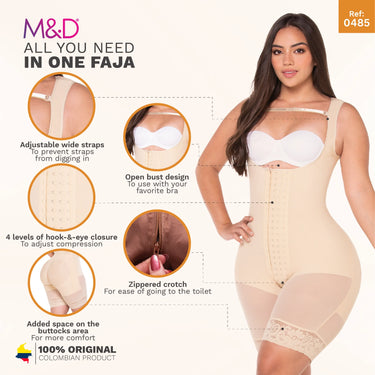 Hourglass Mid Thigh Bodysuit for Guitar & Reloj de Arena body types - MYD F00485
